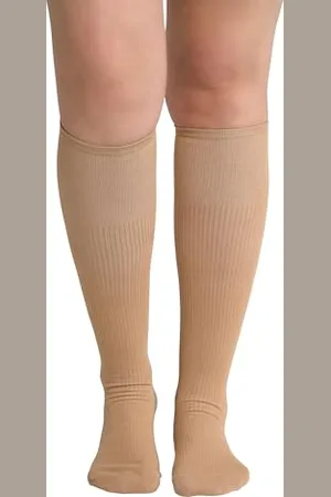 Ulla Popken Damskie duże rozmiary duże rozmiary plus size pończochy uciskowe, mocna klasa podparcia beżowa 1Size 793420300-1, , rozmiar uniwersalny