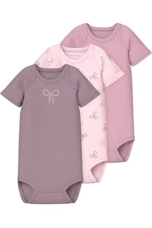 NAME IT Baby Damskie body Nbfbody 3P Ss Bow Noos, Numeric_56 (3 sztuki), , numeric_56