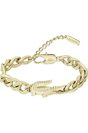 Lacoste Dla mężczyzn i kobiet CROCODILE Collection Bransoletka łańcuszkowa z żółtego złota z zawieszką w kształcie krokodyla - 2040374, Jeden rozmiar, Stal nierdzewna, Bez kamieni szlachetnych