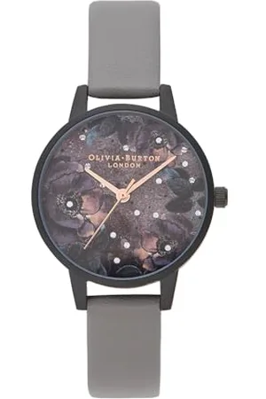 Olivia Burton Analogowy zegarek kwarcowy dla kobiet z szarą wegańską skórzaną bransoletką - OB16AD50, , Pasek