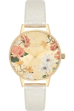 Olivia Burton Analogowy Zegarek Kwarcowy dla Kobiet ze Srebrnym Skórzanym Paskiem, OB16BF35