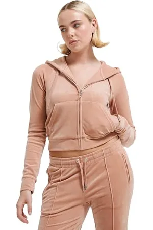 Juicy Couture Klasyczna welurowa bluza z kapturem z logo Juicy, , XS
