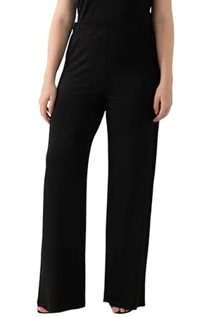 Ulla Popken Damskie duże rozmiary plus size spodnie slinky, szerokie nogawki, elastyczny ściągacz, Slinky-Piqué 819306, , 50W / 32L