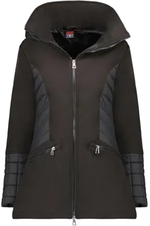 Geographical Norway Tadame Lady Damska wodoodporna kurtka softshellowa z kapturem, odporna na wiatrówkę, do aktywności na świeżym powietrzu, na wędrówki, na narty, jesień, zima, wiosna, (czarna M)