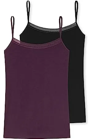 Schiesser Damen 2 PACK Spaghettitop Unterhemd mit Spitze - Cotton Mix