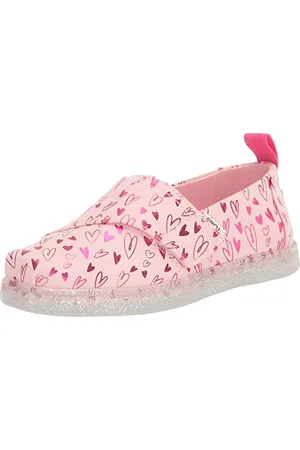TOMS Tiny Alpargata Espadryle dla dziewczynek i dziewcząt, Pastel Pink Foil Hearts, 21 EU