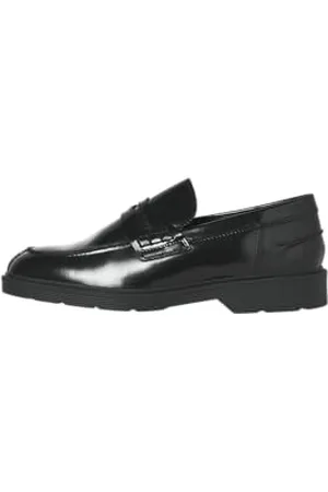 JACK & JONES Jack&Jones JFWDAX Leather Loafer STYD LN Slipper, czarne, 42 EU, , 42 EU