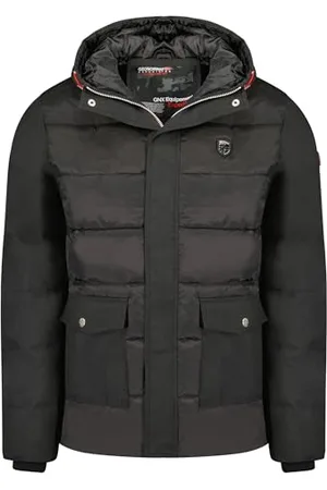 Geographical Norway Altop męska parka długa, ciepła kurtka jesienno-zimowa, wodoodporna kurtka z kapturem, outdoorowa futrzana kurtka wiatrówka, męska , , L