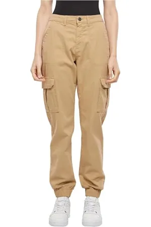 Urban classics Damskie spodnie damskie Cotton Twill Utility Pants, rozciągliwy bawełniany twill spodnie z kieszeniami cargo, luźny krój, , 33