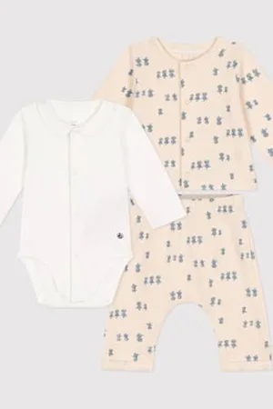 Petit Bateau 3-częściowy zestaw z długim rękawem unisex dla niemowląt, , 0-3 miesięcy