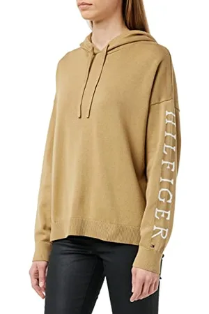 Tommy Hilfiger Damska bawełniana bluza z kapturem, sweter z kapturem, wiejska khaki, L, , L
