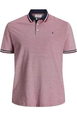 JACK & JONES JJEPAULOS męska koszula polo z krótkim rękawem, bawełna, duży rozmiar, czerwony, 4XL