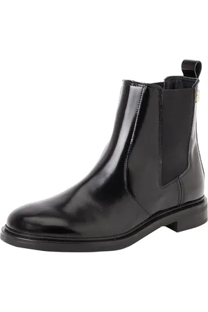 Tommy Hilfiger Damskie buty Chelsea Abrasivato skórzane FW0FW08575, czarne, 4 UK, , 37 EU