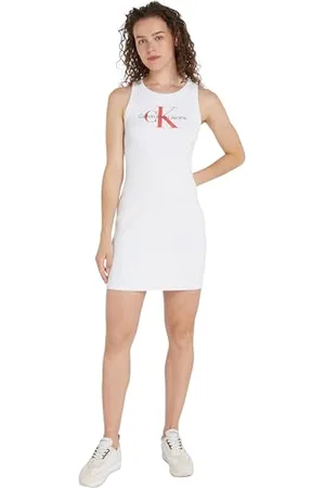 Calvin Klein Jeans Damska sukienka bez rękawów Archival Monologo Rib Fit & Flare, , S