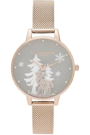 Olivia Burton Analogowy Zegarek Kwarcowy dla Kobiet z Bransoletą ze Stali Nierdzewnej w Kolorze Różowego Złota, OB16AW01