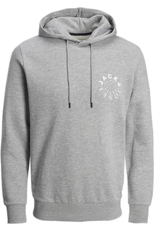 JACK & JONES Męska bluza z kapturem Jjwarrior Sweat Hood Pls, Jasnoszary melanż/nadruk: mały, 3XL