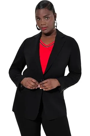 Ulla Popken Damska marynarka duże rozmiary plus size, kołnierz z klapką, zapięcie na guziki 811944, , 44 duże rozmiary