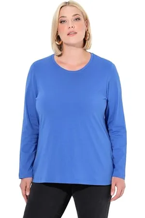 Ulla Popken Damska koszulka duże rozmiary, duże rozmiary, slim, okrągły dekolt, długi rękaw, , 58-60
