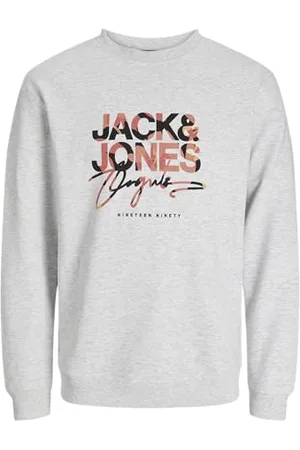 JACK&JONES JUNIOR JORARUBA AOP Branding Sweat Crew N MNI, Jasny biały/dopasowanie: luźne, 110