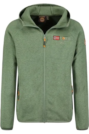 Geographical Norway Tiparni Mężczyźni Gruby Polar Męski Ciepły Zamek Błyskawiczny - Kurtka Zimowe Ciepłe Męskie Bluzy Miękkie - Bluza z podszewką z długim rękawem - Idealna na jesień i zimę (zielony