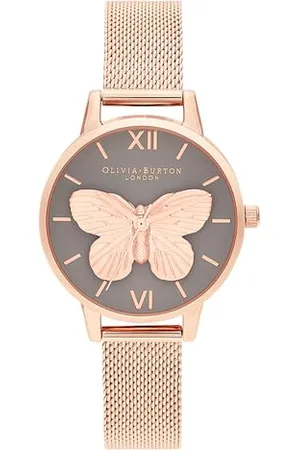 Olivia Burton Analogowy Zegarek Kwarcowy dla Kobiet z Bransoletą ze Stali Nierdzewnej w Kolorze Różowego Złota, OB16MB28