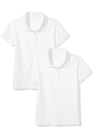 Amazon Dziewczęca koszulka polo z krótkim rękawem, 2 sztuki, biała, M