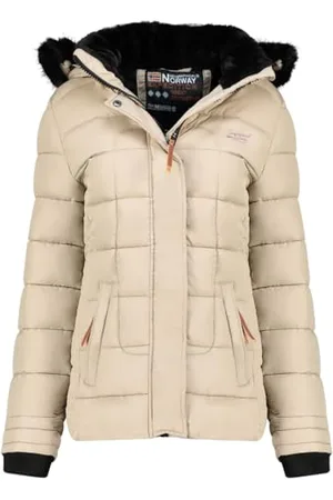 Geographical Norway Badeli Lady Damska kurtka wiatrówka, damska kurtka outdoorowa z długim rękawem, płaszcz przeciwdeszczowy, na wędrówki, wiosna, lato, jesień, zima (beżowa L), , L