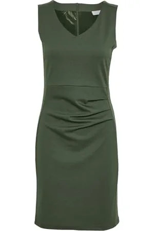 Kaffe Damska sukienka z dekoltem w kształcie litery V z knee długość Slim Fit Cocktail, oliwkowa