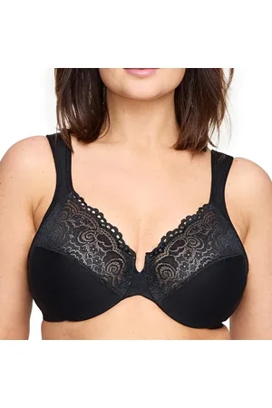 Glamorise Damski Plus Size Niski Krój Wonderwire Koronkowy Biustonosz Fiszbiny #1240, , 105D