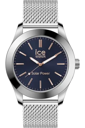 Ice-Watch ICE steel Silver dark blue - Męski srebrny zegarek z metalową bransoletą - 023794 (Medium)