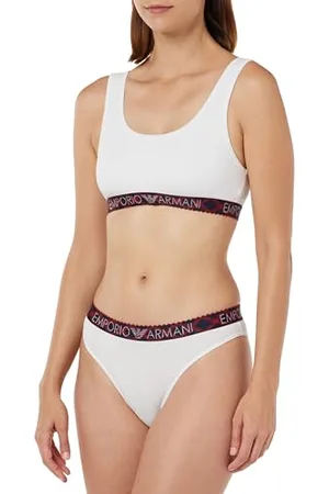 Emporio Armani Damski Bralette Bra+Brazilian Brief Tartan Christmas Cotton Lingerie Set, , XS
