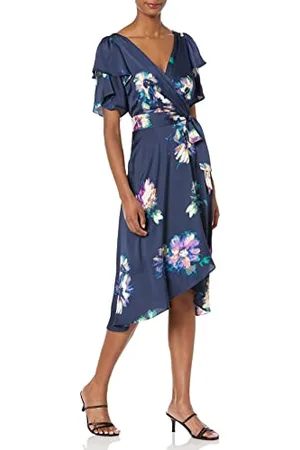DKNY Damska sukienka kopertowa Fuax z rękawami, , 38