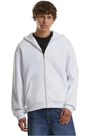 Build Your Brand Męska bluza z kapturem Fluffy Zip Hoody, męska bluza z kapturem z zamkiem błyskawicznym na całej długości, krój regularny, , 5XL