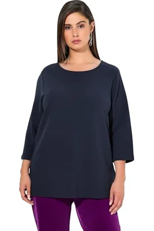 Ulla Popken Bluza damska, duże rozmiary, duże rozmiary, duże rozmiary, poprzeczne prążki, okrągły dekolt, rękaw 3/4, , 42-44