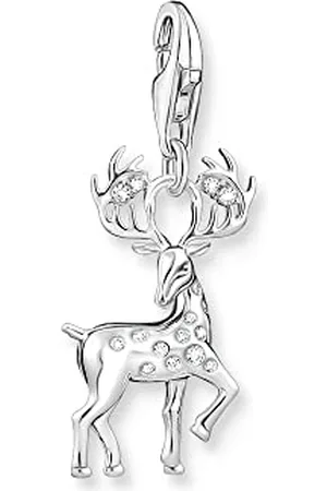 Thomas Sabo Charm-Anhänger Hirsch aus 925er Sterling-Silber mit Zirkonia, Höhe: 29mm, 1910-051-14