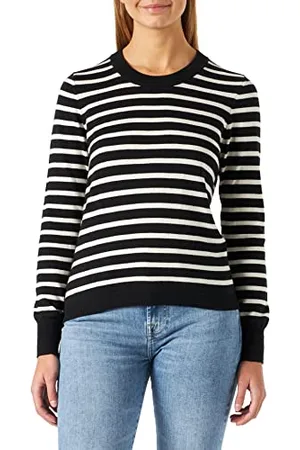 Part Two GertiePW PU Relaxed Fit Długi Rękaw sweter, Black Stripe, L Kobiety, , L