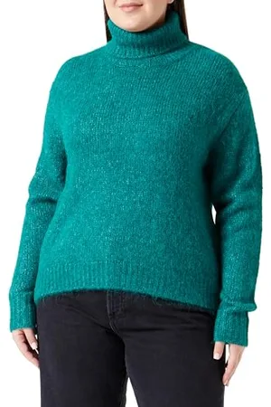 Kaffe Damski sweter z dzianiny rollneck długie rękawy swobodne dopasowanie szerokie ramiączka damskie, , L