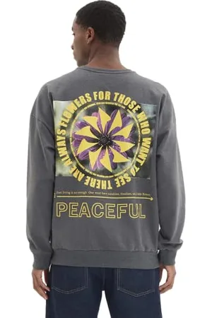 Trendyol Męska bluza oversize z okrągłym dekoltem, antracytowa, S, , S