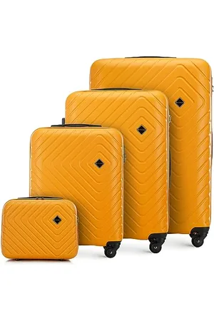 Wittchen Cube Line Walizka z tworzywa ABS, prosta geometryczna tłoczenie, 4 kółka z wyciąganym uchwytem zamek szyfrowy, , Set de 4 Valises, Zestaw 4 walizek