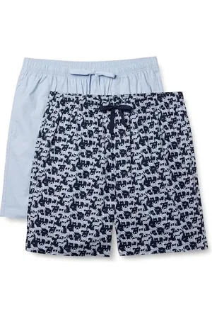 Amazon Męskie bawełniane spodenki piżamowe z popeliny, 2 sztuki, Dusty Blue/Zebra, XXL