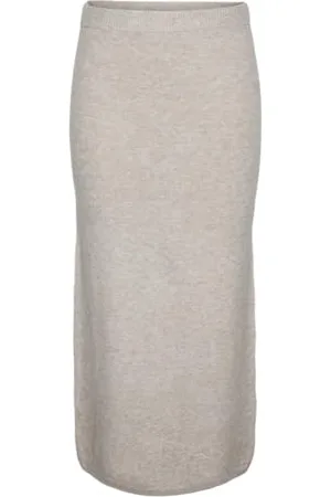 Pieces® Pcnuna Mw Ankel Slit Knit Skirt Bc, Srebrno-szary/szczegóły: melanż, S