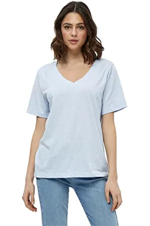 Minus Damska koszulka z dekoltem w serek Leti, Ibiza Blue, S