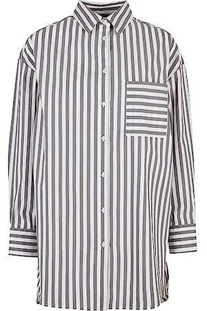 Urban classics Damska koszulka oversize w paski, biała/ciemna, S, , S