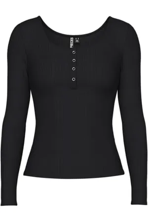 Pieces® Kitte długi rękaw prążkowany top, , L