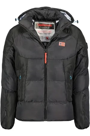 Geographical Norway Casidan Męska kurtka wiatrówka outdoorowa - Męska kurtka z długim rękawem - Płaszcz przeciwdeszczowy na wędrówki, wiosna, lato, jesień, zima (czarna 2XL), , XXL