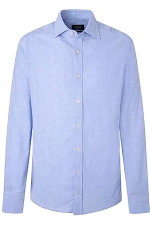 Hackett Męska koszula z guzikami, miękka, stretch, HBONE Button Down Shirt, niebieska, XS