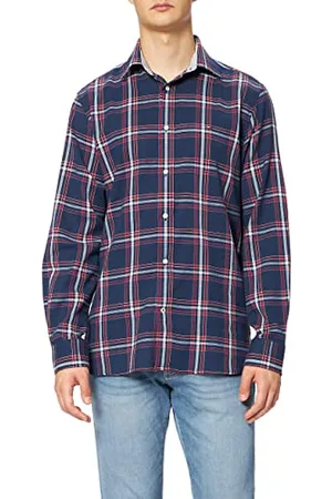 Tommy Hilfiger Męska koszula Flex Dobby Check, Granatowy węglowy/czerwony Regatta/Multi, XS