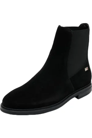 Tommy Hilfiger Damskie buty zamszowe z flagą Low Chelsea (FW0FW08176), czarne (czarne), 39 EU, , 39 EU