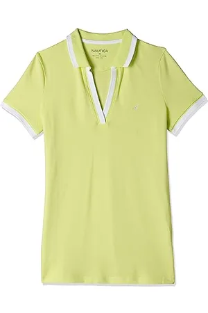 Nautica Damska koszulka polo Classic Fit Striped V-Dekolt Collar Stretch Cotton Polo Koszulka polo