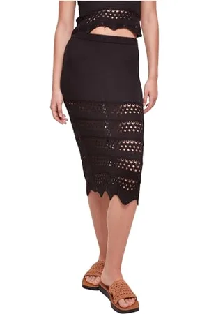 Urban classics Ladies 3/4 Crochet Knit Skirt damska długa spódnica czarna Basics, Streetwear, , 3XL